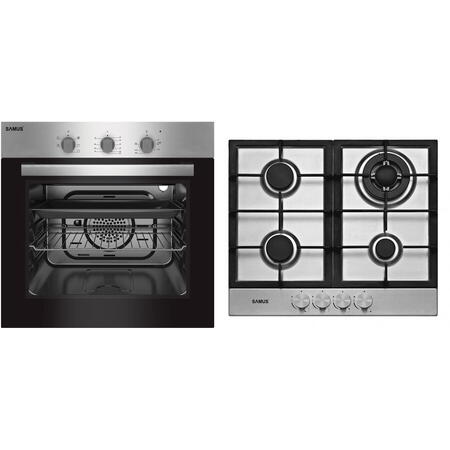 Pachet Samus Cuptor incorporabil Samus SC616GTXV, 56 L, 2200 W si Plita incorporabila PSG-64SX2, 4 arzatoare gaz, Inox