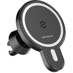 Suport auto pentru telefon cu incarcare wireless Serioux CH02W, compatibil MagSafe, prindere Grila ventilatie, incarcare wireless 15W