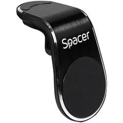 Suport auto Spacer, grilaj bord prindere magnetica telefon 360, Negru