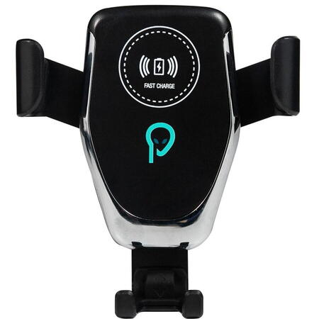 Suport auto pentru telefon cu incarcare wireless Spacer 2 in 1 SPAA-AUTOCHG-01, fixare in grilaj, incarcare wireless Qi 10W