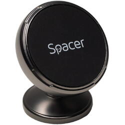 Suport auto magnetic SPACER pentru SmartPhone, Magnetic, 4 SuperMagneti N50, rotire 360 grade, negru