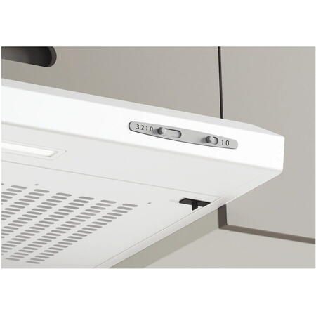 Hota tradtionala Candy CFT610/4W/1, Putere de absorbtie 209 mc/h, 3 trepte de viteza, LED, Clasa C, 60 cm, Alba