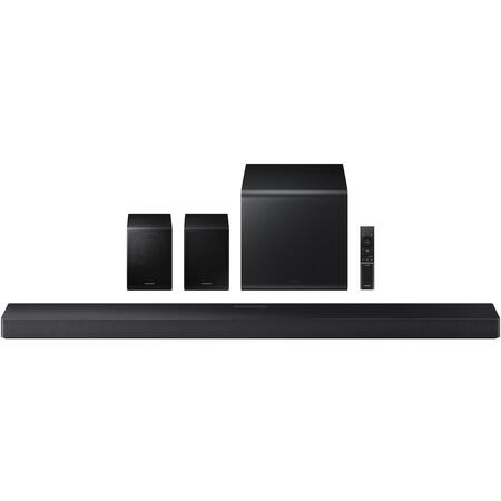 Soundbar Samsung HW-QS750F, 5.1.2, Bluetooth, Wi-Fi, Subwoofer & Kit wireless, Wireless Dolby Atmos, HDMI eARC, Negru