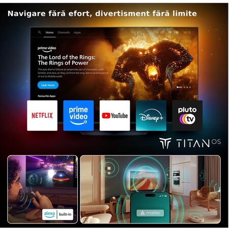Televizor Philips AMBILIGHT tv QLED 85PUS8510, 215 cm, Smart TV, 4K Ultra HD, Clasa D (Model 2025)