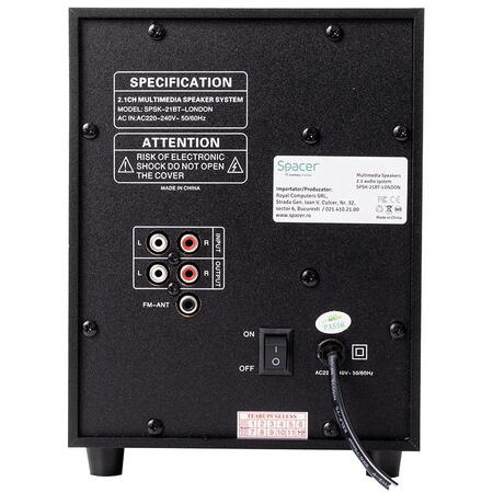Boxe Spacer 2.1, 20W RMS, cu fir