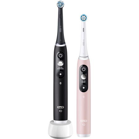 Set periute de dinti electrice Braun Oral-B iO 3, 3 moduri, Negru/Roz