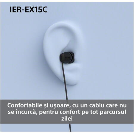 Casti In-Ear SONY IER-EX15CB, Cu Fir, Microfon, USB-C, Negru