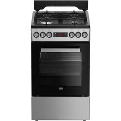 Aragaz mixt Beko FSM51331DXDTN, 4 arzatoare, Clasa A, Grill electric, 3D Cooking, Siguranta flacara, Culoare Inox