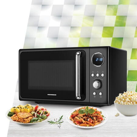 Cuptor cu microunde HMW-MD20DRBK, 20 L, CONTROL DIGITAL, 800W, 5 trepte de putere, Negru