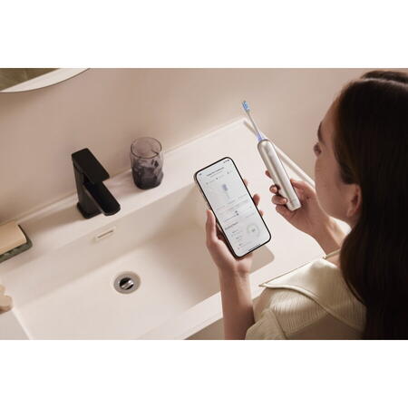 Periuta de dinti electrica Mova Fresh Pro, 69000 vibratii/min, Wireless, Argintiu