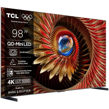 Televizor Mini LED TCL 98Q8C, 248 cm, Smart, Google TV Ultra HD 4K, 100 Hz, Clasa D