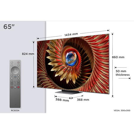 Televizor Mini LED TCL 65Q8C, 164 cm, Google TV, Ultra HD 4K, Clasa D