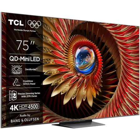 Televizor Mini LED TCL 75Q8C, 189 cm, Google TV, Ultra HD 4K, 100 Hz, Clasa D
