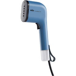 Aparat de calcat vertical cu abur BRAUN GS3024BL, 1100W, abur variabil 22 g/min, 2 rezervoare detasabile 70 + 120 ml, tehnologie FastSteam, tehnologie iCare, incalzire rapida 30 sec, husa calatorie, perie, accesoriu scame, albastru