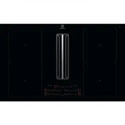Plita inductie cu hota integrata Electrolux KCC84453CK, ComboHob FlexiBridge, 83 cm, Control touch prin culisare, Booster (4 zone),  Motor inverter, 2 Filtre de carbon si aluminiu incluse, 630 mc/h, Negru