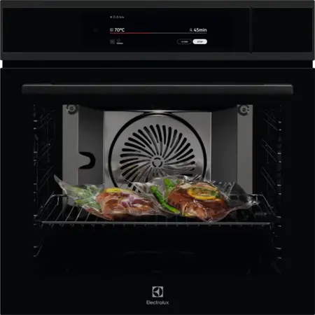 Cuptor incorporabil Electrolux EOA9S3SH, 70 l, Gatire cu abur Sous Vide, Conectivitate WiFi, TFT Activ, 175 de programe predefinite, Senzor gatire, Grill, Control touch, Clasa energetica A++, Sticla neagra cu insertie metalica