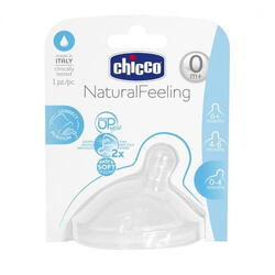 Tetina din silicon inclinata Chicco Natural Feeling, 1 buc, flux normal, 0 luni+
