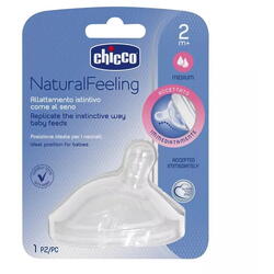 Tetina din silicon inclinata Chicco Natural Feeling, 1 buc, flux mediu, 2 luni+