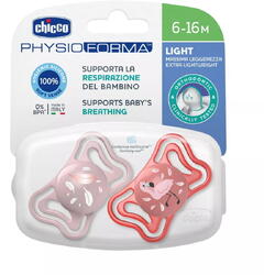 Suzeta din silicon Chicco PhysioForma Light, 2 buc, roz, 6-16 luni