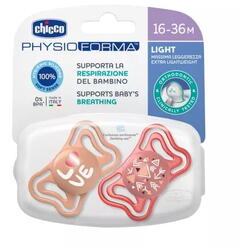 Suzeta din silicon Chicco PhysioForma Light, 2 buc, roz, 16-36 luni