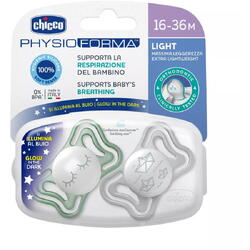 Suzeta din silicon Chicco PhysioForma Light Glow, 2 buc, unisex, 16-36 luni