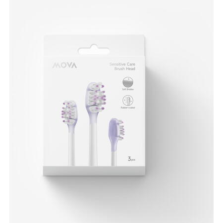 Set 3 capete, compatibile cu periutele electrice Mova, Sensitive care